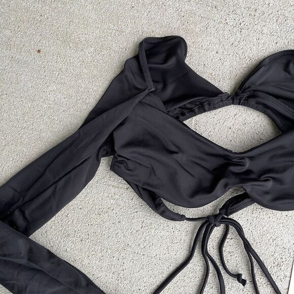 HAH by Free People Keep It Up Top Size XS Noir Open Back Long Sleeve Cropped NEW - Picture 4 of 9